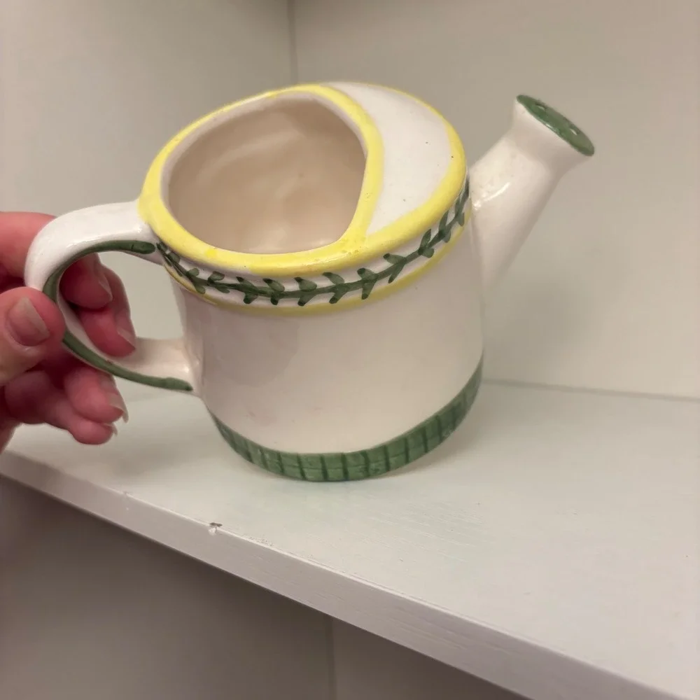 VTG Ceramic Strawberry HOME Watering Can Pitcher Cottagecore Decor as is